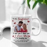 Tasse photo personnalisée pour couple - Je t'ai rencontré, je t'ai aimé, je t'aime
